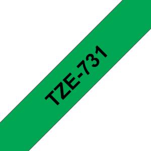 Tape 12mm Lami Black On Green (tz731)