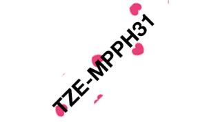 Tape Tze-mpph31 12mm Black On Pink Hearts