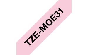 Tape Tze-mqe31 12mm Black On Pink Pastel