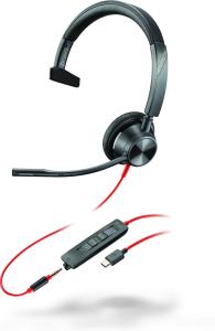 Headset Blackwire 3315-m - Monaural - USB-c / 3.5mm - USB-C/A Adapter
