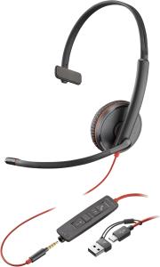 Headset Blackwire 3215 - Monaural - USB-c / 3.5mm - USB-C/A Adapter