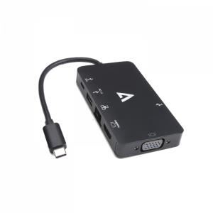 Video Adapter - USB-c Male To 2x USB 3.0 Female / Rj45 Female / Hdmi Female / Vga Female / USB-c Female - Black