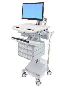 Styleview Cart With LCD Arm SLA Powered 9 Drawers (white Grey And Polished Aluminum) Eu/sa