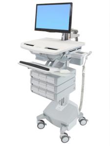 Styleview Cart With LCD Arm LiFe Powered 9 Drawers (white Grey And Polished Aluminum) Eu / Sa