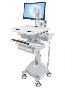 Styleview Cart With LCD Pivot LiFe Powered 1 Drawer (white Grey And Polished Aluminum) Eu