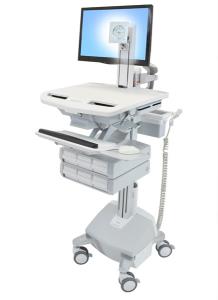 Styleview Cart With LCD Pivot LiFe Powered 6 Drawers (white Grey And Polished Aluminum) Eu/sa