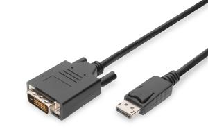 DisplayPort adapter cable, DP - DVI (24+1) M/M, 1m w/interlock, DP 1.2 compatible, CE Black