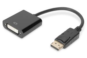 ASSMANN DisplayPort adapter cable, DP - DVI (24+5) M/F, 15cm w/interlock, DP 1.2 compatible, CE black