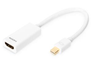ASSMANN DisplayPort adapter cable, mini DP - HDMI type A M/F, 15cm DP 1.1a compatible, D++ CE White
