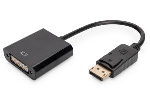 ASSMANN DisplayPort adapter cable, DP - DVI (24+5) M/F, 0.15m,w/interlock, DP 1.1a compatible, CE black