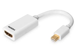 ASSMANN DisplayPort adapter cable, mini DP - HDMI type A M/F, 15cm DP 1.1a compatible, CE white