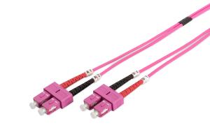 Fiber Optic Patch Cord, SC to SC Multimode OM4 - 50/125 , Duplex, color RAL4003 Length 1m