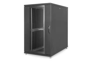 26U server rack - Unique 1260x800x1000mm perforated steel doors color black (RAL 9005)