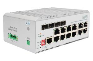Gigabit Ethernet network PoE switch - 8 port industrial, L2 managed, 4 SFP uplink