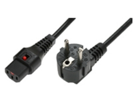 Connection Cable - 230v Cee 7/7 Male(angled) - C13 Lockable - 1m - Blac