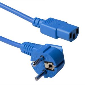 Powercord mains connector CEE 7/7 male (angled) - C13 blue 5 m