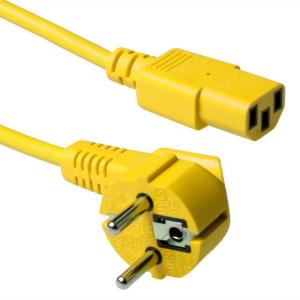 Powercord Mains Connector CEE 7/7 Male (angled) - C13 Yellow 5 M