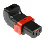 C13 IEC Lock+ Rewireable Up or Down Angled Connector Black PA130100DBK